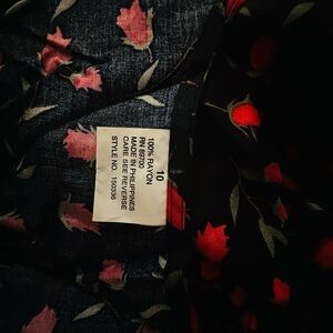 Floral Black and Red Dress